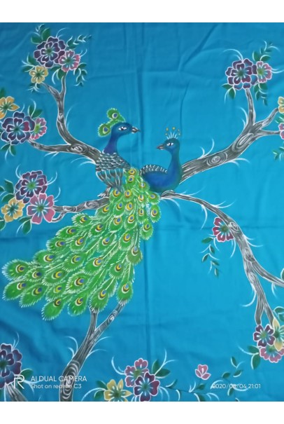 Handpainted customized double bed peacock print bedsheet